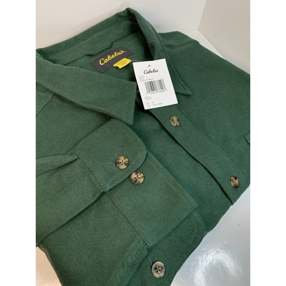 NWT Cabela's Chamois Heavyweight‎ Button Up Men's Shirt 4XL Trunk Green